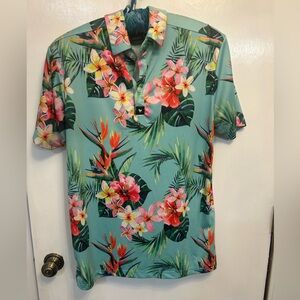 Bad Birdie Vibrant Floral Polo Shirt